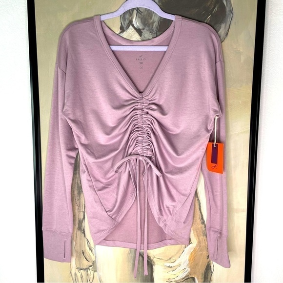 Freely Sea Fog Willow Ruched Drawstring Pullover Top - Picture 1 of 8